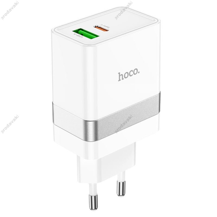 Мережевий зарядний пристрій HOCO N21 Extension speed charger Lightning cable 30W White