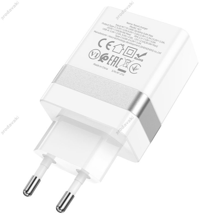 Мережевий зарядний пристрій HOCO N21 Extension speed charger 30W White
