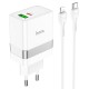 Мережевий зарядний пристрій HOCO N21 Extension speed charger Lightning cable 30W White