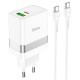 Мережевий зарядний пристрій HOCO N21 Extension speed charger Type-C cable 30W White