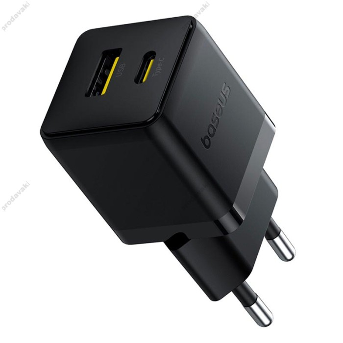 Мережевий зарядний пристрій Baseus Palm Type-C+USB Type-C cable 30W Black P1011160A113-01