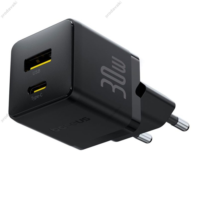Мережевий зарядний пристрій Baseus Palm Type-C+USB Type-C cable 30W Black P1011160A113-01