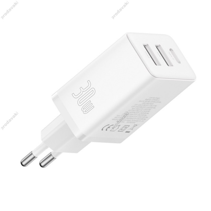 Мережевий зарядний пристрій Baseus Cube Fast Charger 2U+C 30W Cluster White P10111402213-00