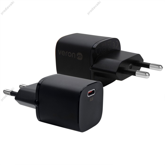 Мережевий зарядний пристрій Veron TC-033 PPS PD QC3.0 33W Black