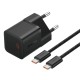 Мережевий зарядний пристрій Baseus GaN5 Fast Charger (mini) Type-C Cable 20W Black P10110900113-00