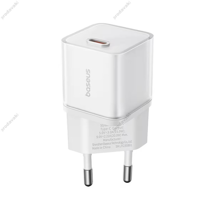 Мережевий зарядний пристрій Baseus GaN5S Fast Charger 20W White P10162503213-00