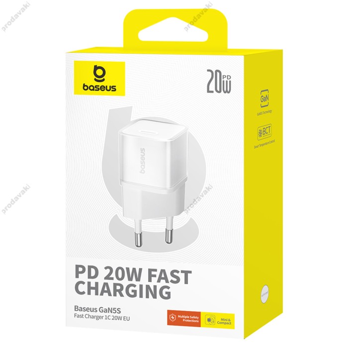 Мережевий зарядний пристрій Baseus GaN5S Fast Charger 20W White P10162503213-00