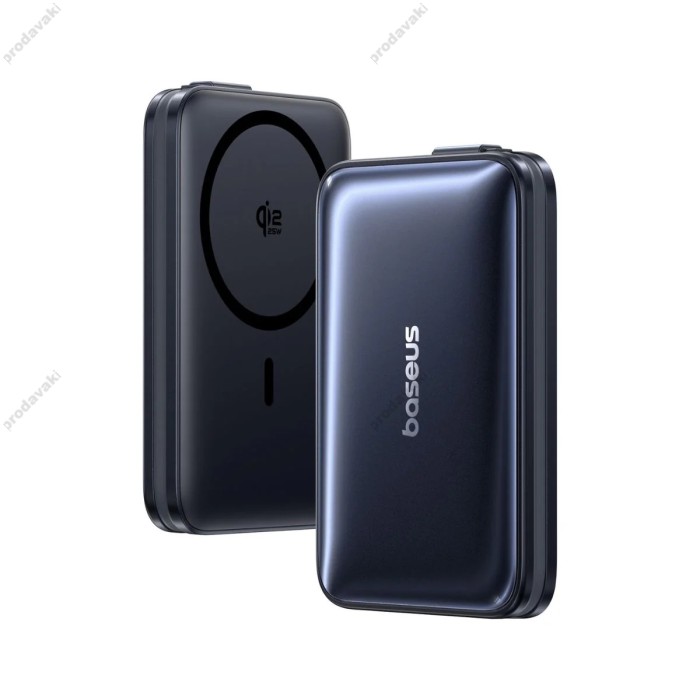 Повербанк портативний акумулятор Power bank Baseus PicoGo AM61 Qi2.2 Magnetic with Built-in Cable 10000 mAh 45W Black E0028V00