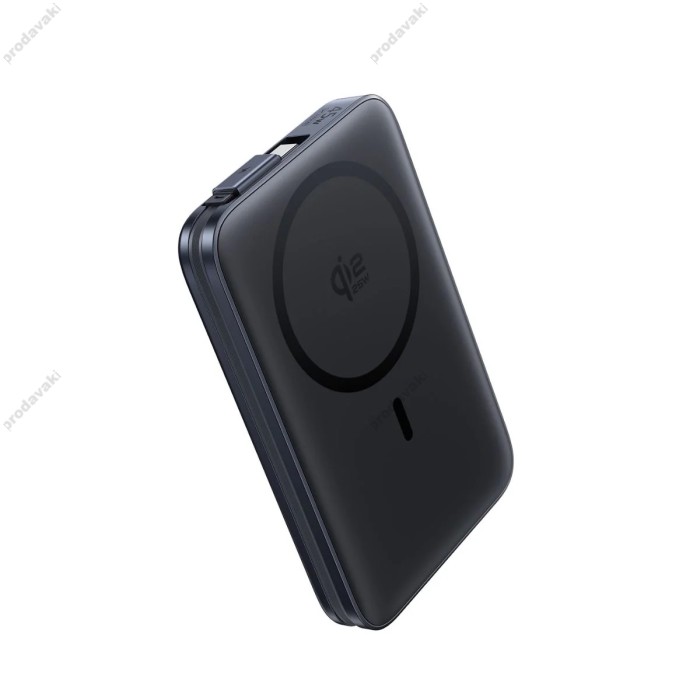 Повербанк портативний акумулятор Power bank Baseus PicoGo AM61 Qi2.2 Magnetic with Built-in Cable 10000 mAh 45W Black E0028V00