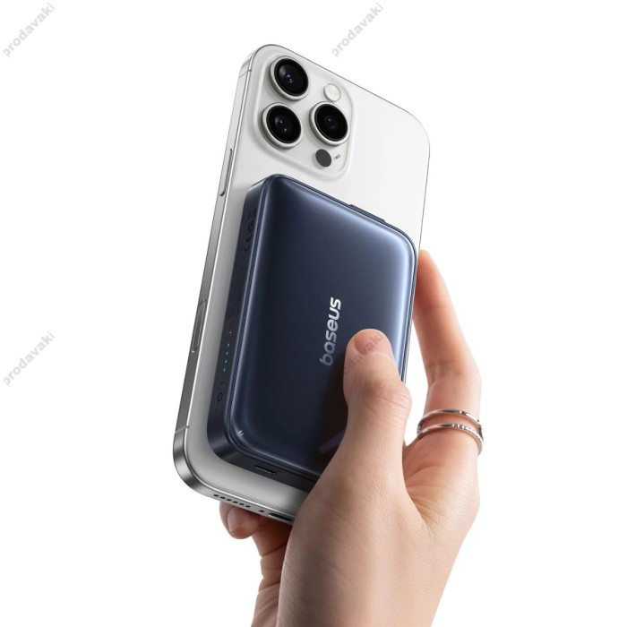 Повербанк портативний акумулятор Power bank Baseus PicoGo AM61 Qi2.2 Magnetic with Built-in Cable 10000 mAh 45W Black E0028V00