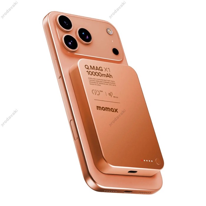 Повербанк портативний акумулятор Power bank Momax Q.Mag X1 MagSafe магнітний 10000 mAh Orange