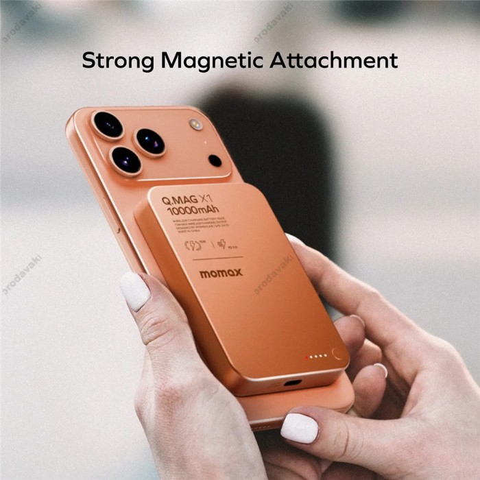Повербанк портативний акумулятор Power bank Momax Q.Mag X1 MagSafe магнітний 10000 mAh Orange