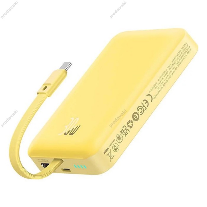 Повербанк портативний акумулятор Power bank Baseus Magnetic Mini Wireless магнітний 30W 10000 mAh Yellow P1002210BY23-00
