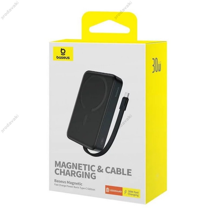 Повербанк портативний акумулятор Power bank Baseus Magnetic Mini Wireless магнітний 30W 10000 mAh Black P1002210B113-00