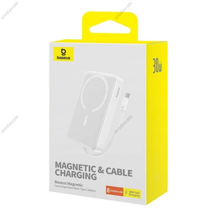 Повербанк портативний акумулятор Power bank Baseus Magnetic Mini Wireless магнітний 30W 10000 mAh White P1002210B223-00