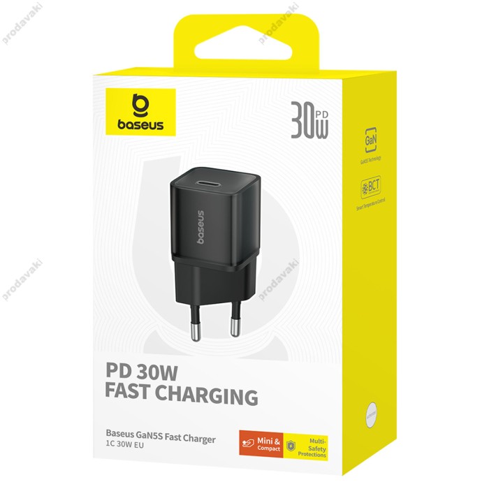 Мережевий зарядний пристрій Baseus GaN5S Fast Charger 30W Black P10162504113-00