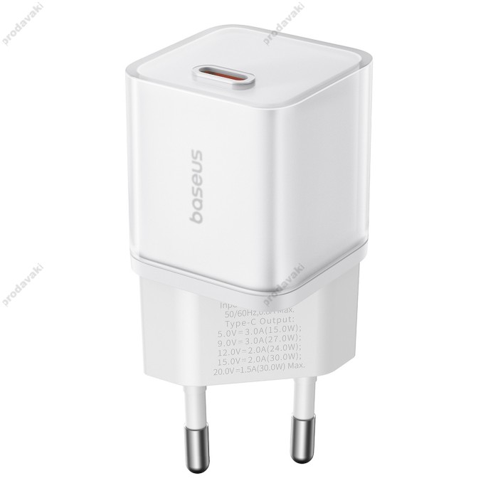 Мережевий зарядний пристрій Baseus GaN5S Fast Charger 30W White P10162504213-00