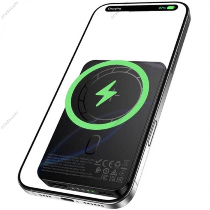 Зовнішній акумулятор Power Bank BOROFONE BJ82 Kody PD20W magnetic power bank 5000mAh Black