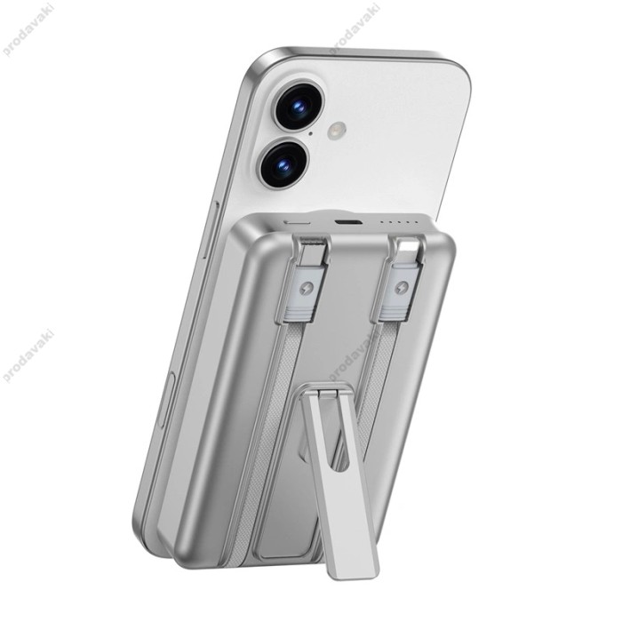 Повербанк портативний акумулятор Power bank Wiwu Wi-P056 Magnetic MagSafe магнітний 10000 mAh Silver