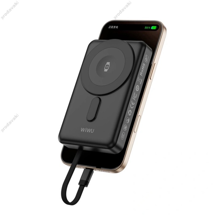Повербанк портативний акумулятор Power bank Wiwu Wi-P056 Magnetic MagSafe магнітний 10000 mAh Black