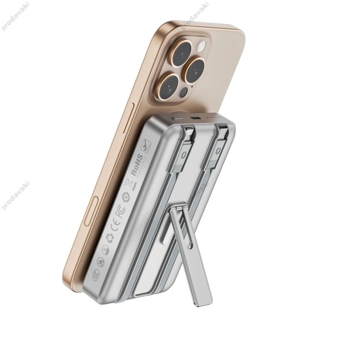 Повербанк портативний акумулятор Power bank Wiwu Wi-P056 Magnetic MagSafe магнітний 10000 mAh Silver