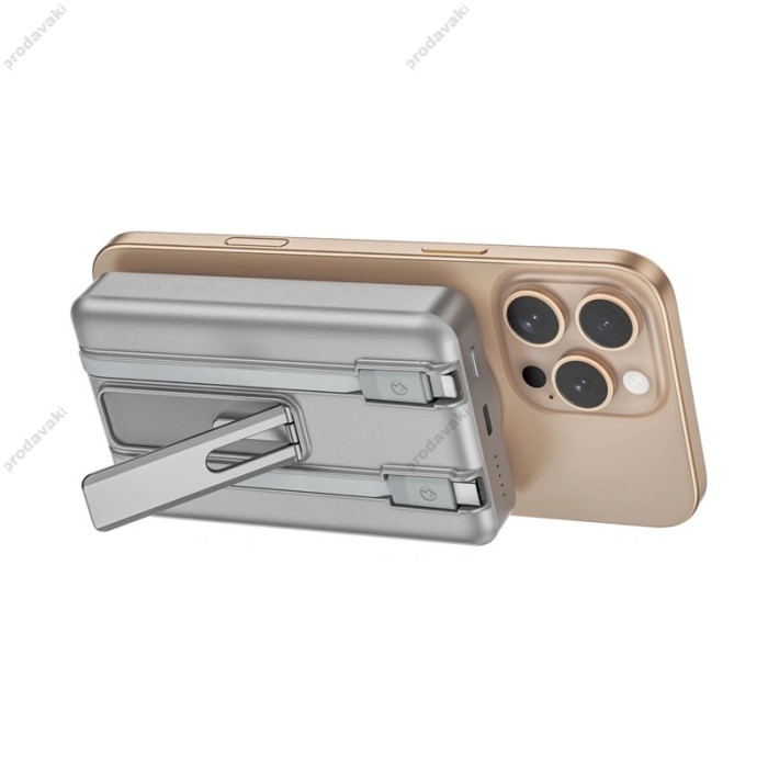 Повербанк портативний акумулятор Power bank Wiwu Wi-P056 Magnetic MagSafe магнітний 10000 mAh Silver