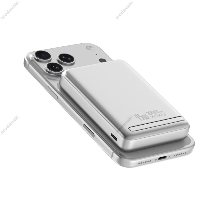 Повербанк портативний акумулятор Power bank Wiwu Wi-P090 Magnetic MagSafe магнітний 10000 mAh Silver
