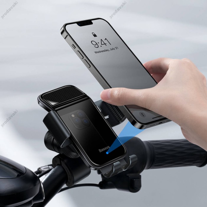 Тримач телефону для велосипеда/мотоцикла BASEUS Smart Solar Power Wireless Cycling Electric Holder IP54 SUZG010001