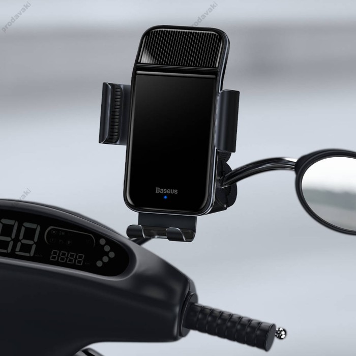 Тримач телефону для велосипеда/мотоцикла BASEUS Smart Solar Power Wireless Cycling Electric Holder IP54 SUZG010001