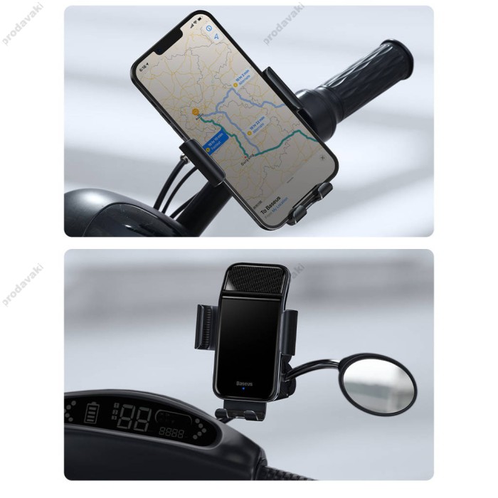 Тримач телефону для велосипеда/мотоцикла BASEUS Smart Solar Power Wireless Cycling Electric Holder IP54 SUZG010001