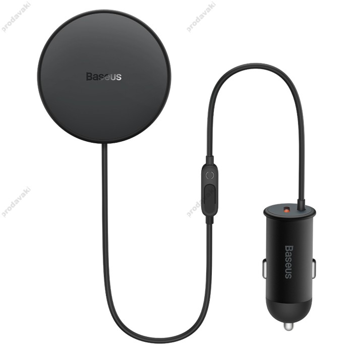 Автомобільний тримач із бездротовою зарядкою Baseus CW01 Magnetic Wireless 15W (+АЗУ Type-c 25W) Black C40141000111-00