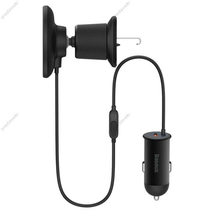 Автомобільний тримач із бездротовою зарядкою Baseus CW01 Magnetic Wireless 15W (+АЗУ Type-c 25W) Black C40141000111-00