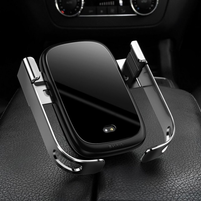 Автомобільний тримач із бездротовою зарядкою Baseus Rock-Solid Electric Holder Wireless Charger Black WXHW01-01