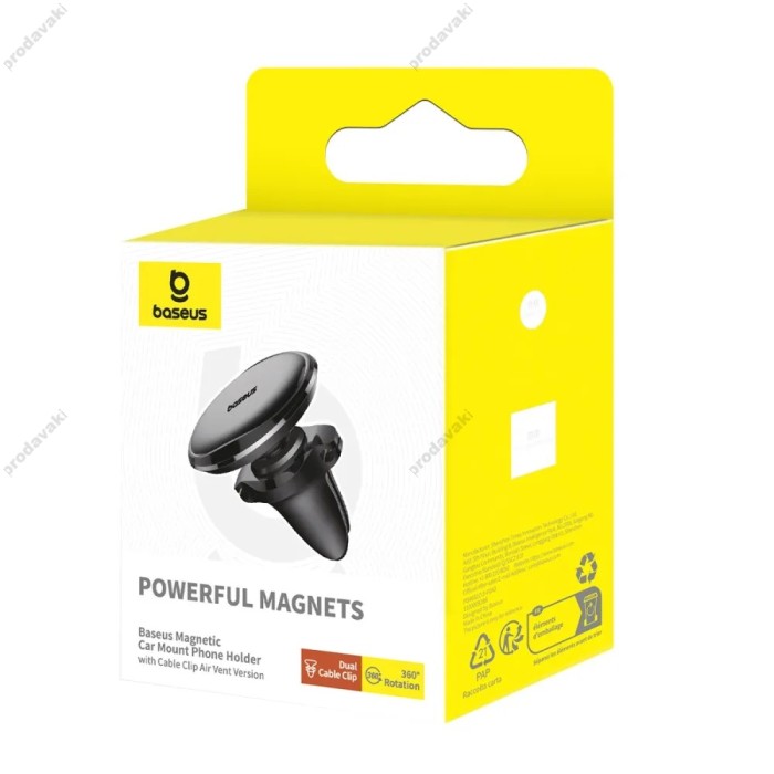 Автомобільний тримач Baseus Magnetic Air Vent Car Mount Holder Black SUGX-A01 (C40141201113-00)