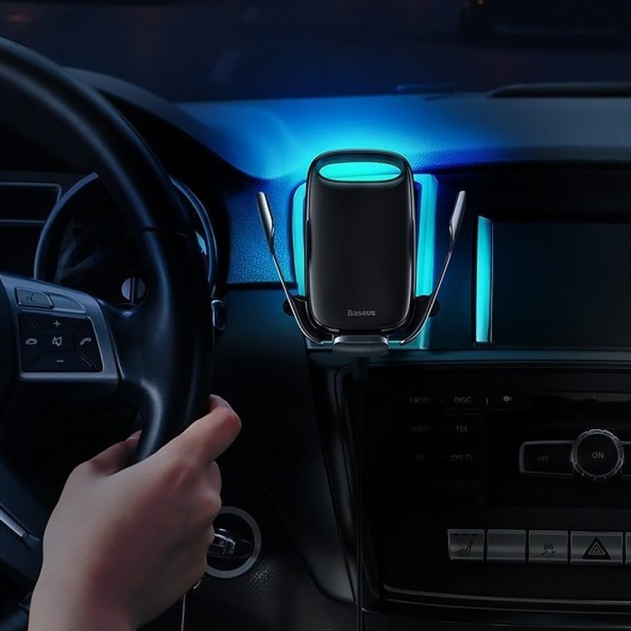 Автомобільний тримач із бездротовою зарядкою Baseus Milky Way Electric Bracket Wireless Charger 15W Black WXHW02-01