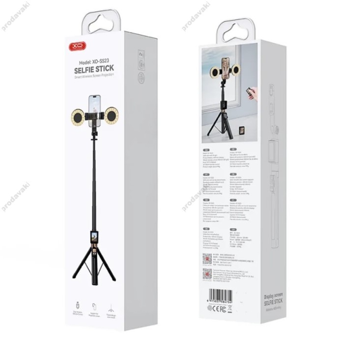 Монопод-трипод XO SS23 Smart Screen Projection Bluetooth Selfie Stick 1.7m Black