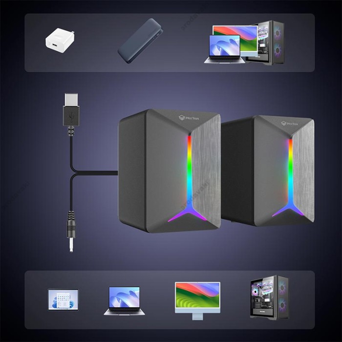 Комп'ютерна колонка Meetion MT-SP2011 Wired Meetion Speaker RGB 6W Black