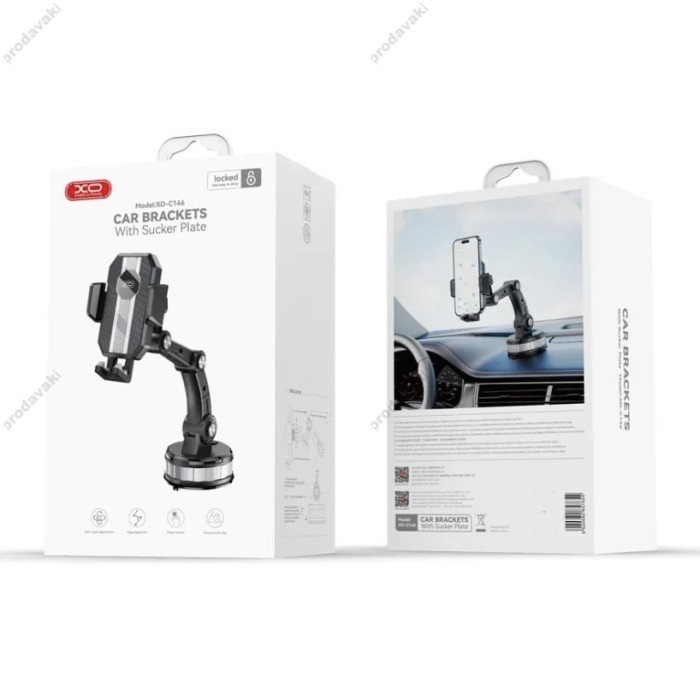 Автомобільний тримач XO C146 Suction Cup Rotating Cell Phone Holder Black