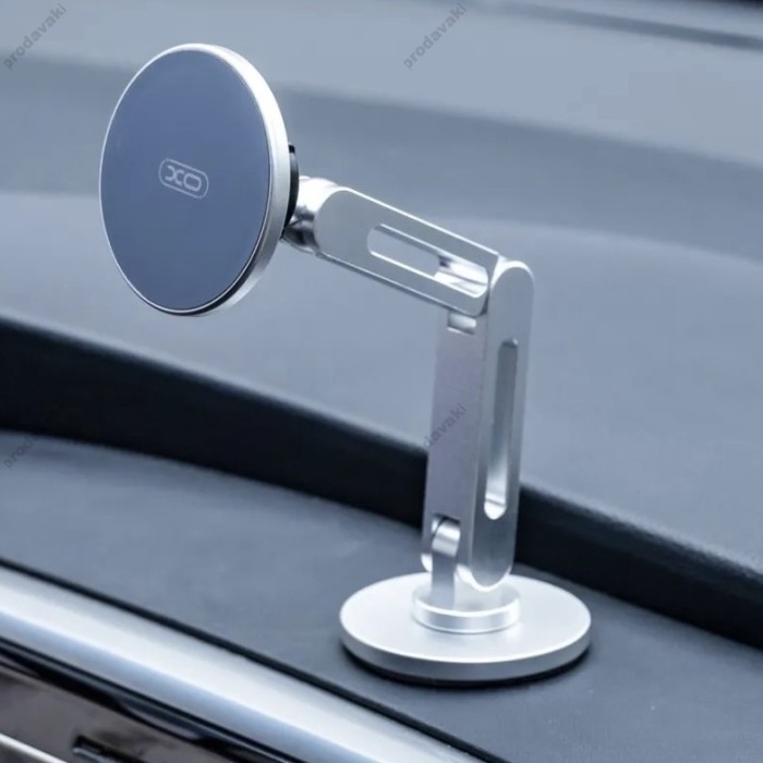 Автомобільний тримач XO C148 Metal Twin Bar 360° Rotating Magnetic Handse Silver