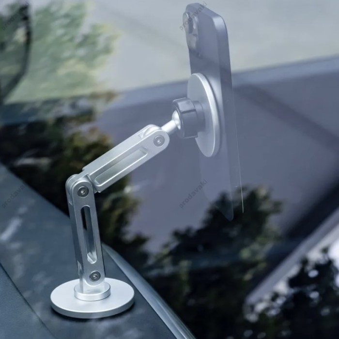 Автомобільний тримач XO C148 Metal Twin Bar 360° Rotating Magnetic Handse Silver