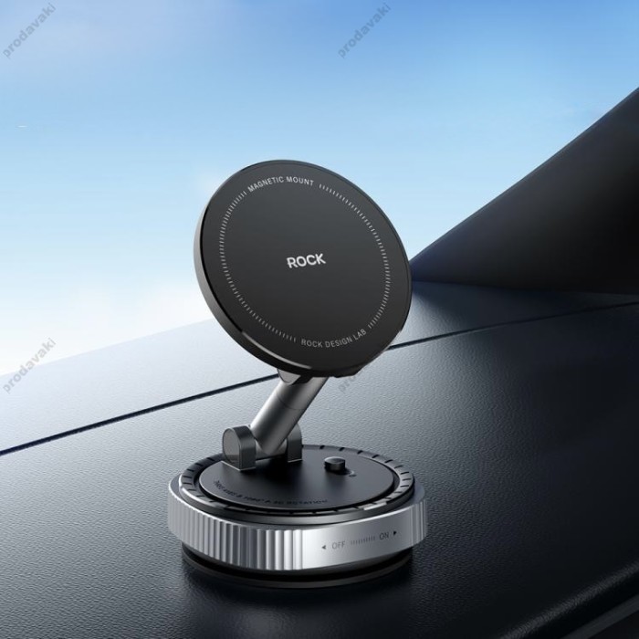 Автомобільний тримач ROCK QS6 Vacuum Suction Cup Magnetic Phone Holder Black