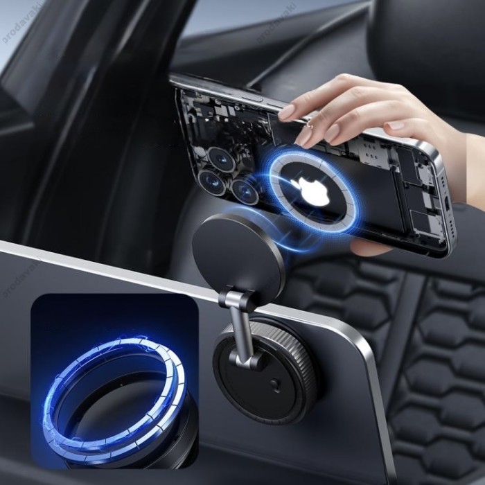 Автомобільний тримач ROCK QS6 Vacuum Suction Cup Magnetic Phone Holder Black