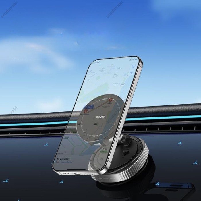 Автомобільний тримач ROCK QS6 Vacuum Suction Cup Magnetic Phone Holder Black