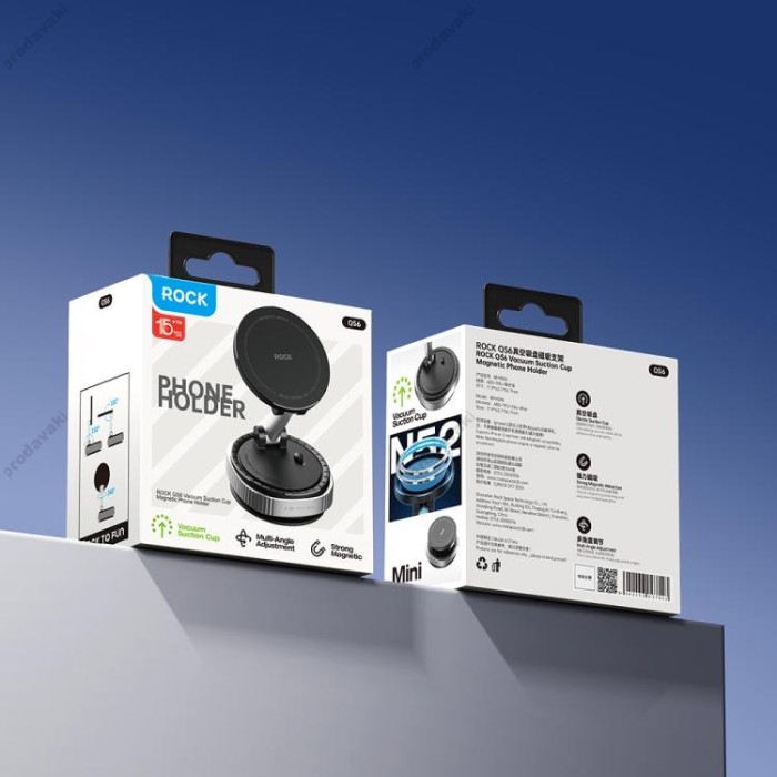 Автомобільний тримач ROCK QS6 Vacuum Suction Cup Magnetic Phone Holder Black