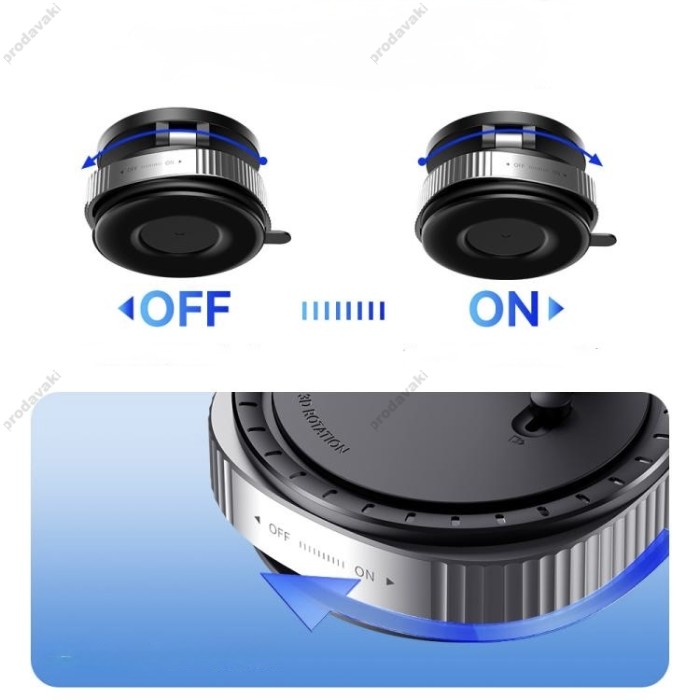 Автомобільний тримач ROCK QS6 Vacuum Suction Cup Magnetic Phone Holder Black