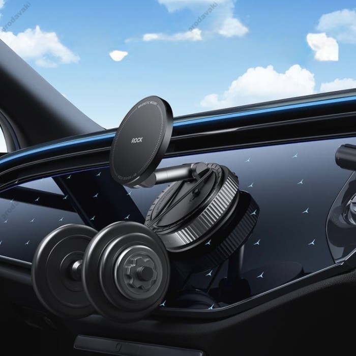 Автомобільний тримач ROCK QS6 Vacuum Suction Cup Magnetic Phone Holder Black