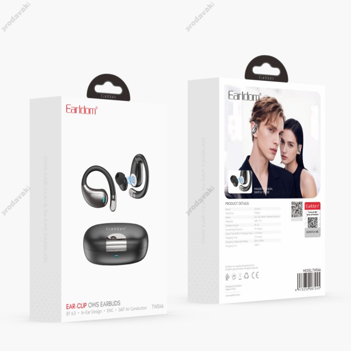 Бездротові Bluetooth навушники Earldom TWS46 BT 6.0 Black
