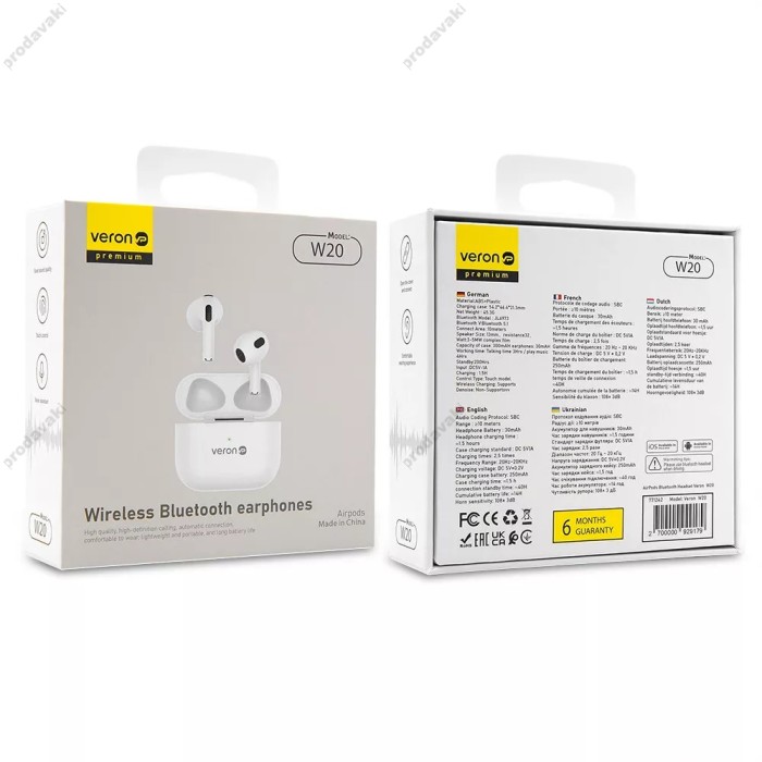 Бездротові Bluetooth навушники Veron Q15 Ellegant BT 5.3 White