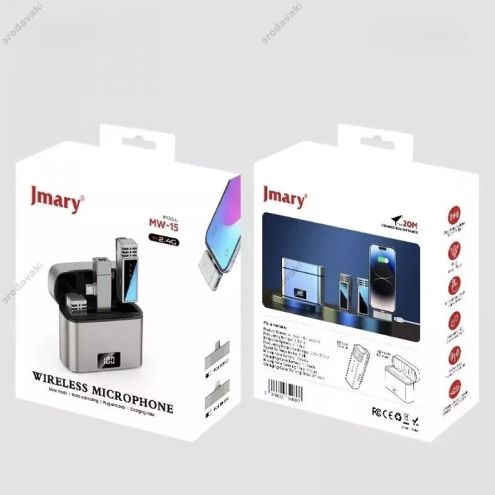 Бездротовий мікрофон Jmary MW-15 Wireless Digital Microphone Type-C 2 мікрофона Silver