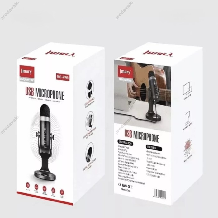 Мікрофон провідний настільний Jmary MC-PW8 Condenser Microphone USB Black